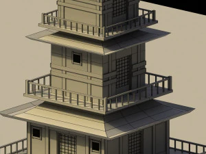 Low Poly Japanese Pagoda 3D Model