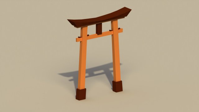 Low Poly Japanese Torii 3D Model .c4d .max .obj .3ds .fbx .stl .blend 