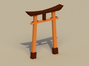 Low Poly Japanese Torii 3D Model