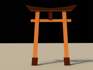 Low Poly Japanese Torii 3D Model