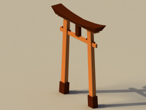 Low Poly Japanese Torii 3D Model
