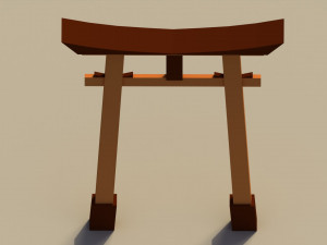 Low Poly Japanese Torii 3D Model