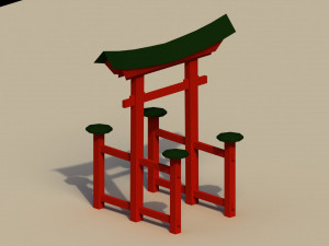 Low Poly Japanese Torii 2 3D Model