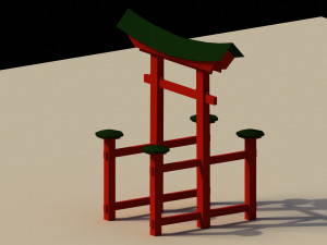 Low Poly Japanese Torii 2 3D Model