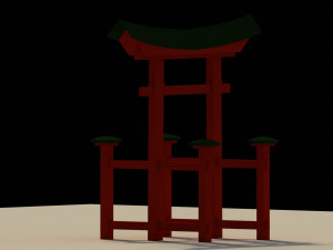 Low Poly Japanese Torii 2 3D Model