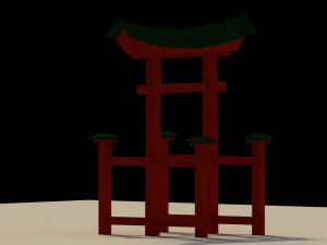 Low Poly Japanese Torii 2 3D Model