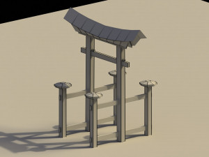 Low Poly Japanese Torii 2 3D Model
