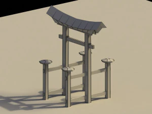 Low Poly Japanese Torii 2 3D Model