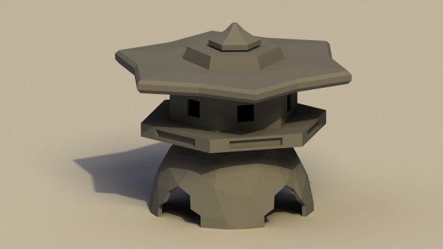 Low Poly Japanese Toro 3D Model .c4d .max .obj .3ds .fbx .stl .blend 