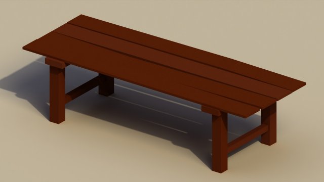 Low Poly Wooden Bench 3D Model .c4d .max .obj .3ds .fbx .stl .blend 