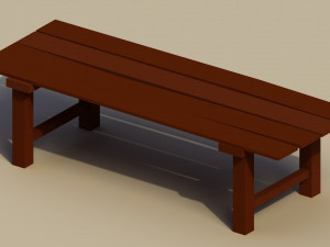 Low Poly Wooden Bench 3D Model