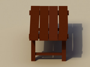 Low Poly Wooden Bench 3D Model