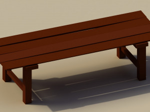 Low Poly Wooden Bench 3D Model