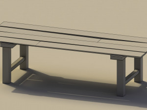 Low Poly Wooden Bench 3D Model