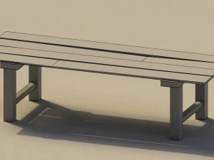 Low Poly Wooden Bench 3D Model