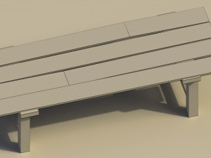 Low Poly Wooden Bench 3D Model