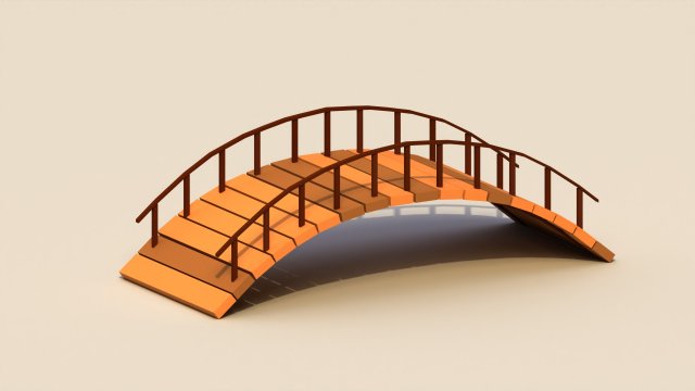 Low Poly Wooden Bridge Model 3D .c4d .max .obj .3ds .fbx .stl .blend 