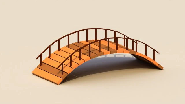 Low Poly Wooden Bridge 3D Model .c4d .max .obj .3ds .fbx .stl .blend 