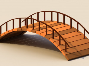 Low Poly Wooden Bridge Model 3D