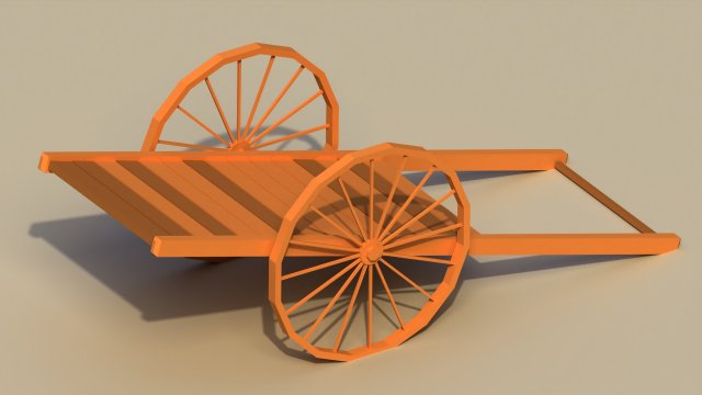 Low Poly Wooden Cart 3D 模型 .c4d .max .obj .3ds .fbx .stl .blend 