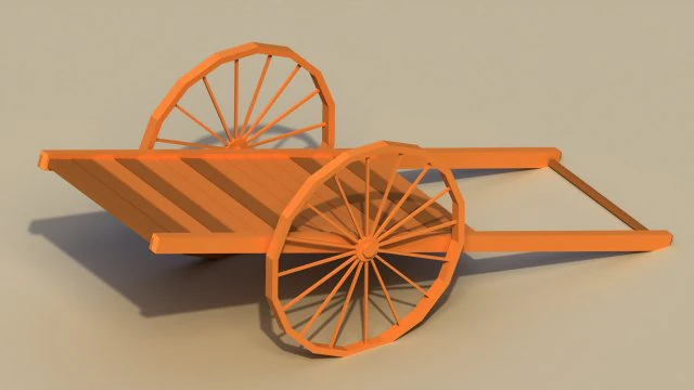 Low Poly Wooden Cart 3D Model .c4d .max .obj .3ds .fbx .stl .blend 