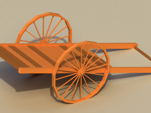Low Poly Wooden Cart 3D Model