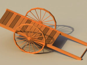 Low Poly Wooden Cart 3D Model