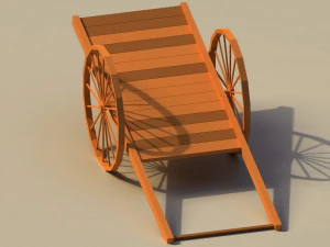 Low Poly Wooden Cart 3D Model