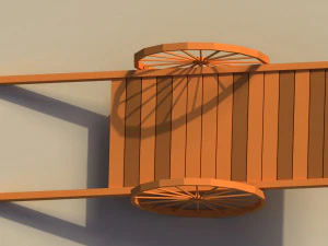 Low Poly Wooden Cart 3D Model