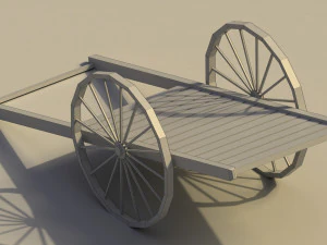 Low Poly Wooden Cart 3D Model