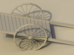 Low Poly Wooden Cart 3D Model