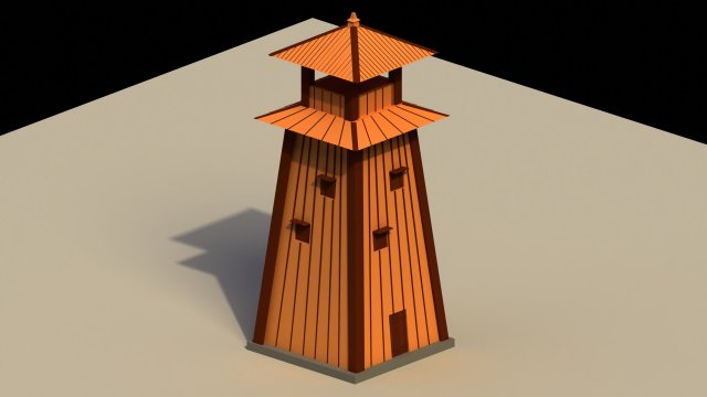 Low Poly Japanese Tower 3D Model .c4d .max .obj .3ds .fbx .stl .blend 