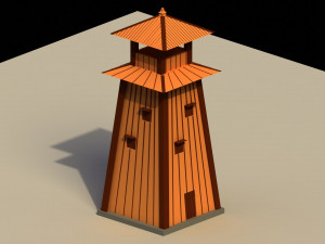 Low Poly Japanese Tower 3D Model
