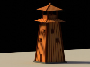 Low Poly Japanese Tower 3D Model