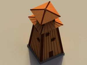 Low Poly Japanese Tower 3D Model