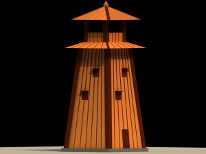 Low Poly Japanese Tower 3D Model