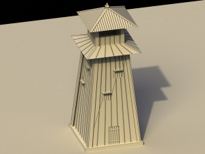 Low Poly Japanese Tower 3D Model