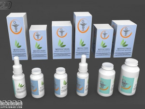 medicines in boxes and bottles 3D Model