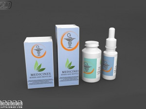 medicines in boxes and bottles 3D Model
