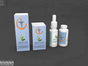medicines in boxes and bottles 3D Model