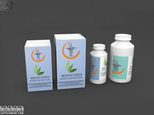 medicines in boxes and bottles 3D Model