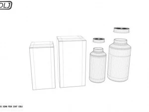 medicines in boxes and bottles 3D Model