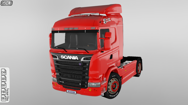 scania r730 v8 truck 3D 模型 .c4d .max .obj .3ds .fbx .stl .blend 