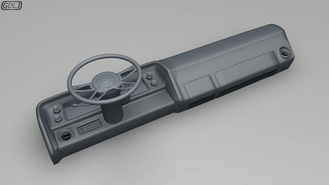 dashboard with steering wheel 3D Print Model .c4d .max .obj .3ds .fbx .stl .blend