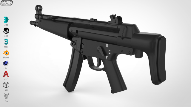 mp5 - realistic model 3D Model .c4d .max .obj .3ds .fbx .stl .blend 