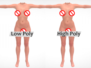 female body low poly - high poly 3D Model