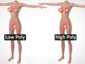 female body low poly - high poly 3D Model