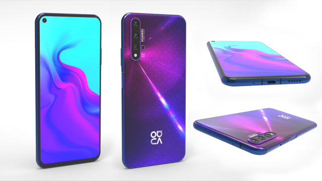 huawei nova 5t 3D Model .c4d .max .obj .3ds .fbx .stl .blend 