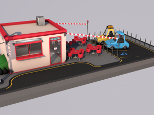 cafe building 3D 모델