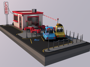 cafe building 3D 모델